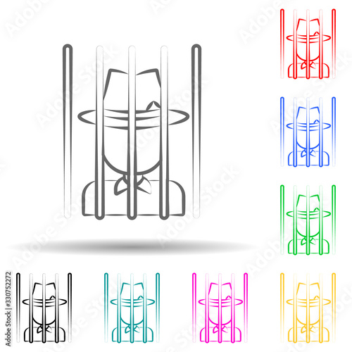 Gang, criminal, bandit, jail, gang, criminal multi color set icon. Simple thin line, outline vector of mafia icons for ui and ux, website or mobile application