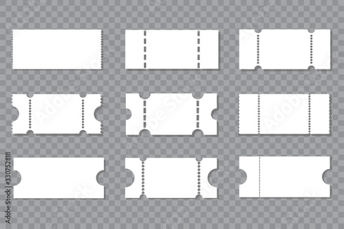 Set blank ticket template. Concert, movie or theater ticket template