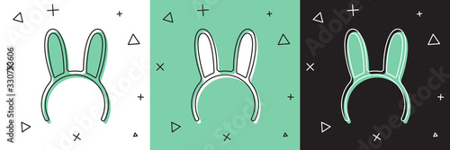 Set Mask with long bunny ears icon isolated on white and green, black background. Vector Illustration