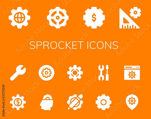 Modern Simple Set of sprocket Vector filled Icons