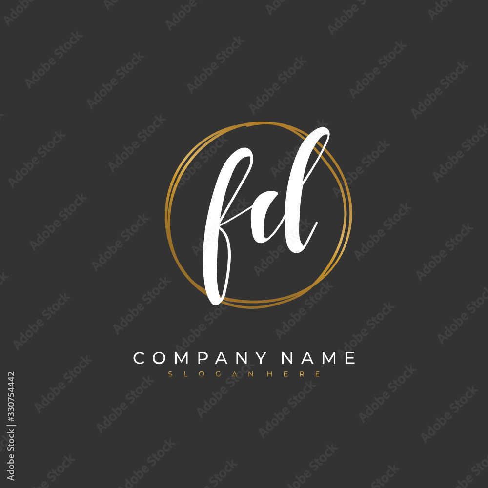 Handwritten initial letter F D FD for identity and logo. Vector logo template with handwriting and signature style. Handwritten initial letter F D FD for identity and logo. Vector logo template with handwriting and signature style.