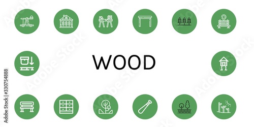 wood simple icons set