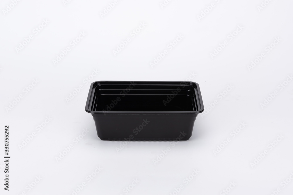 Black recyclable take out box on white background Black recyclable take out box on white background