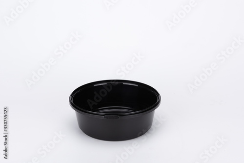 Black recyclable take out box on white background