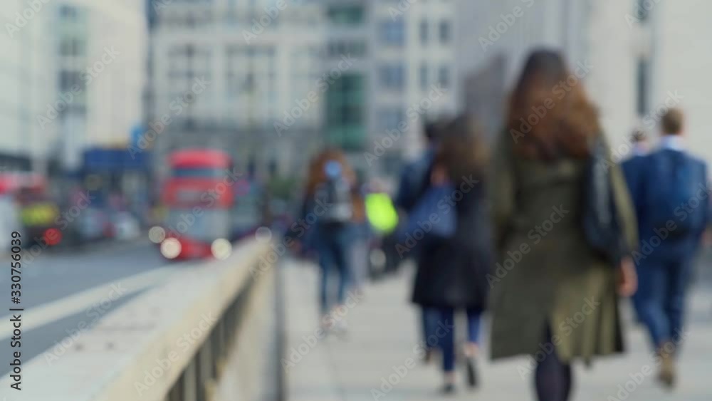 Crowd of pedestrian commuters in London on cool morning in slow motion. Clip 61a Crowd of pedestrian commuters in London on cool morning in slow motion. Clip 61a