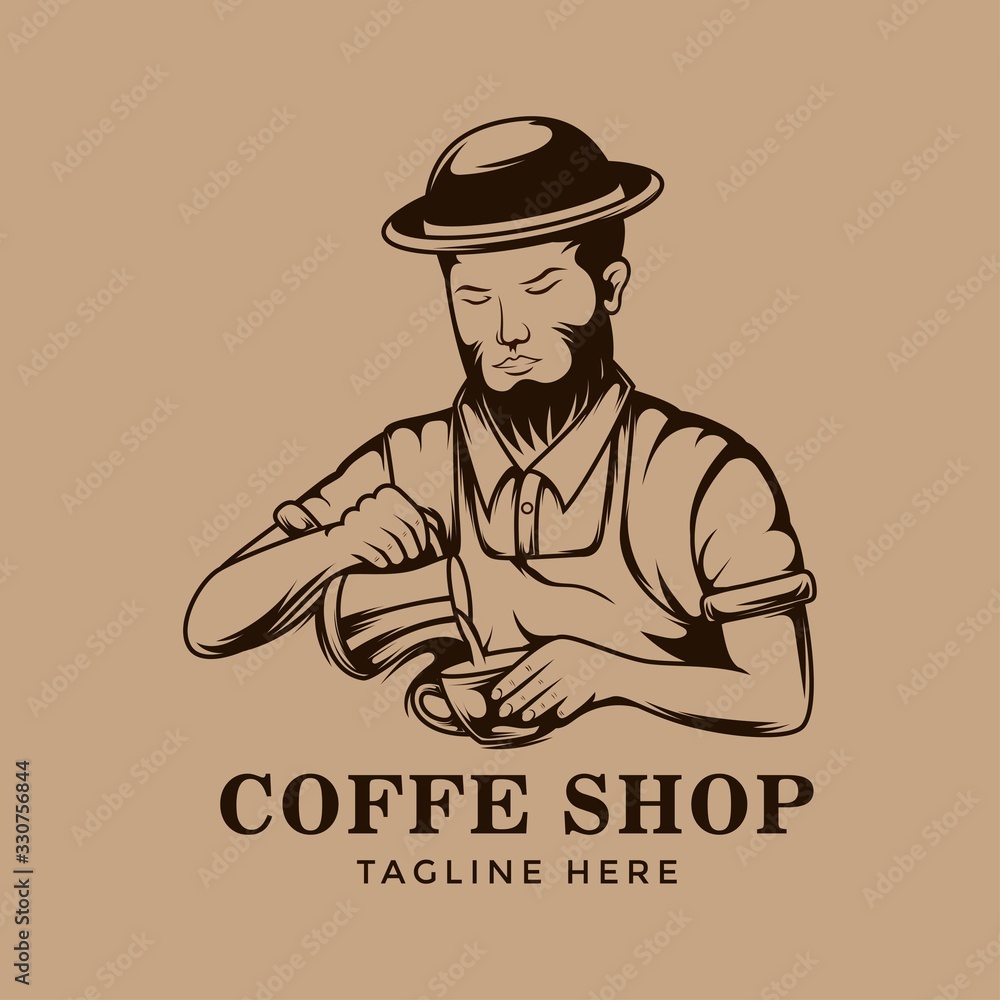 Barista coffee mixer logo template Barista coffee mixer logo template