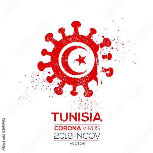 Tunisia flag with corona virus Symbol, (2019-nCoV), vector illustration.