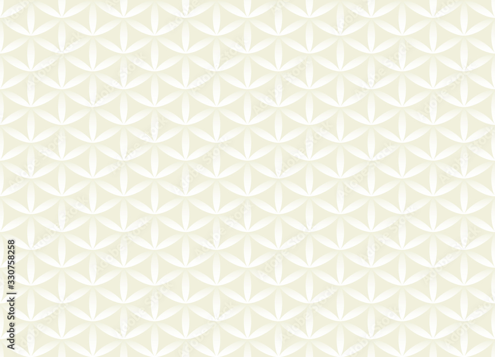 Seamless volume white pattern. Flower of life design volume background. Floral repetitive light geometric texture or web page fill. Looks like scales or chain armor Seamless volume white pattern. Flower of life design volume background. Floral repetitive light geometric texture or web page fill. Looks like scales or chain armor