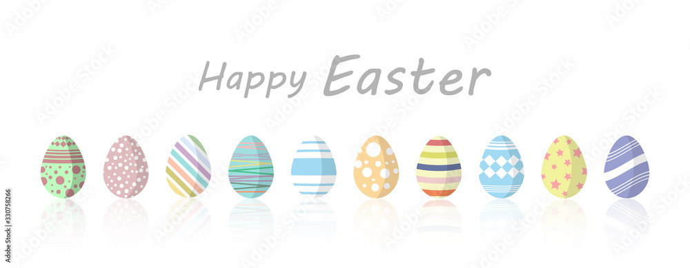 Set of Easter colorful painted eggs on white background. Set of Easter colorful painted eggs on white background.