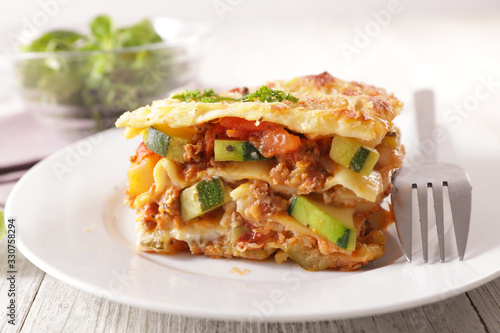 vegetable lasagna with zucchini and tomato sauce
