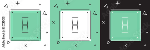 Set Electric light switch icon isolated on white and green, black background. On and Off icon. Dimmer light switch sign. Concept of energy saving. Vector Illustration
