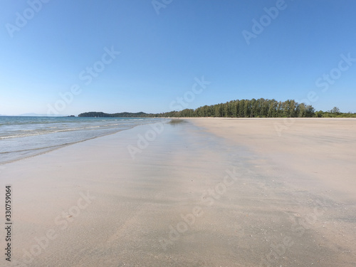beautiful scene, tropical sea and beach with blue sky background