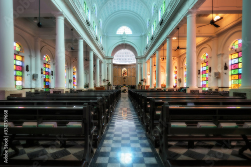             St. Margaret s Church is a small Roman Catholic church located in Happy Valley  Hong Kong near Causeway Bay. Built in 1923. Inner view.         