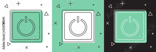 Set Electric light switch icon isolated on white and green, black background. On and Off icon. Dimmer light switch sign. Concept of energy saving. Vector Illustration