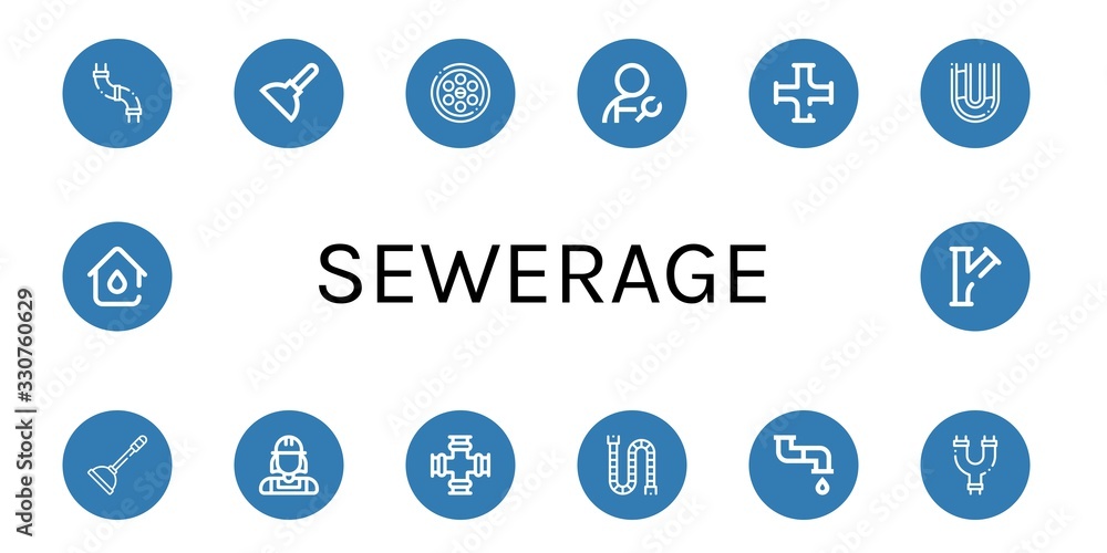 sewerage simple icons set sewerage simple icons set