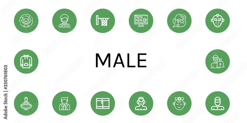male simple icons set male simple icons set
