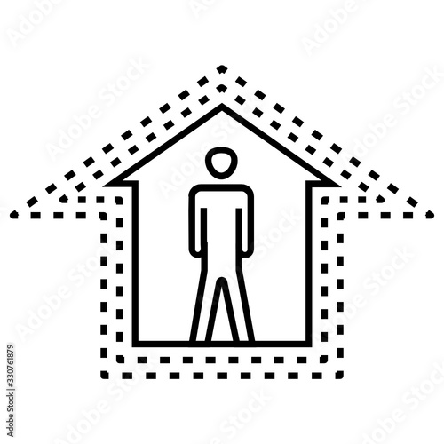 Coronavirus Social Prevention Cocnept, Stay at Home to Protect yourself from ncov on white background, Person inside the sanitizer house Design, home-based preventive actions quarantine vector icon