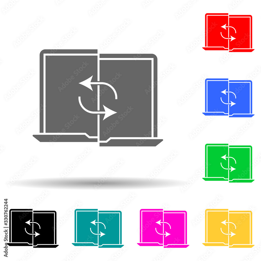 content syncing multi color style icon. Simple glyph, flat vector of web development icons for ui and ux, website or mobile application content syncing multi color style icon. Simple glyph, flat vector of web development icons for ui and ux, website or mobile application