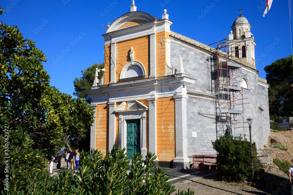 Portofino (GE), Italy - June 01, 2017: Portofino's church, Portofino, Genova, Liguria, Italy