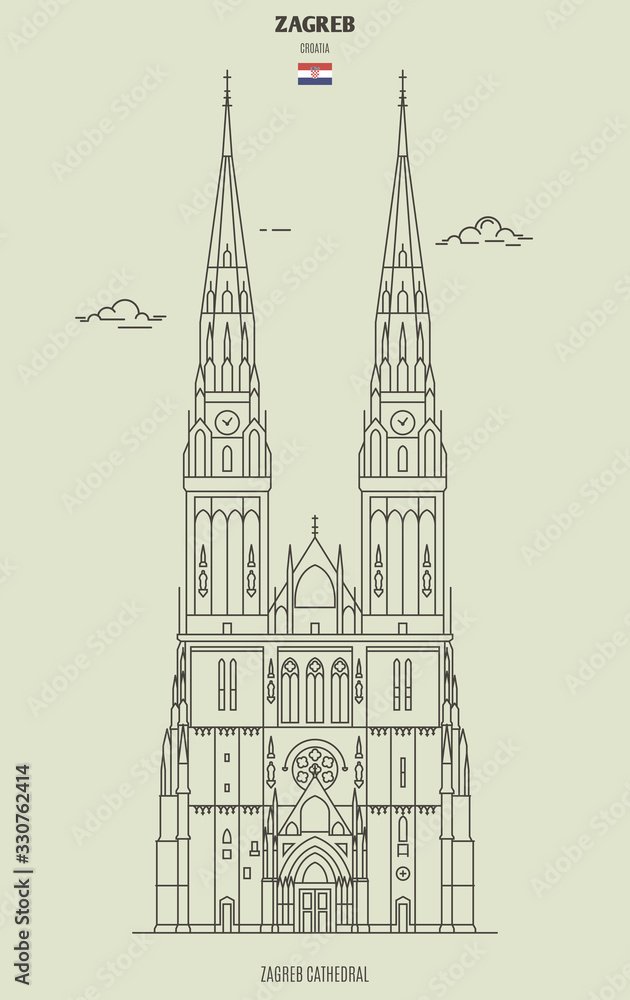Zagreb Cathedral, Croatia. Landmark icon