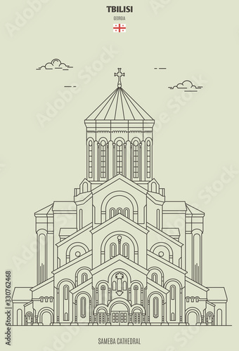 Sameba Cathedral in Tbilisi, Georgia. Landmark icon