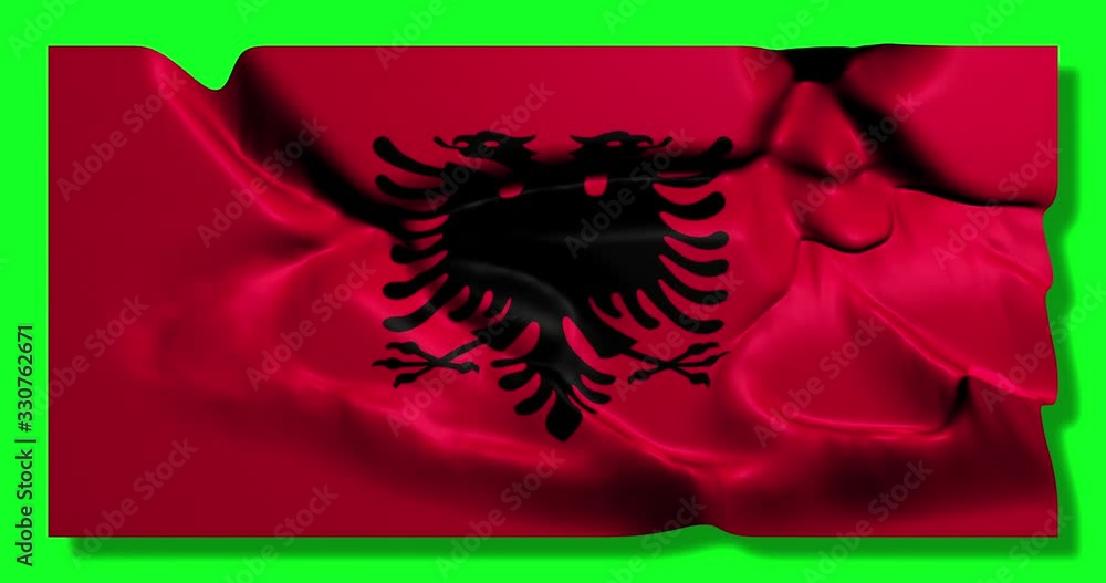 Green screen hiper realistic loop of Albania flag waving in the wind ...