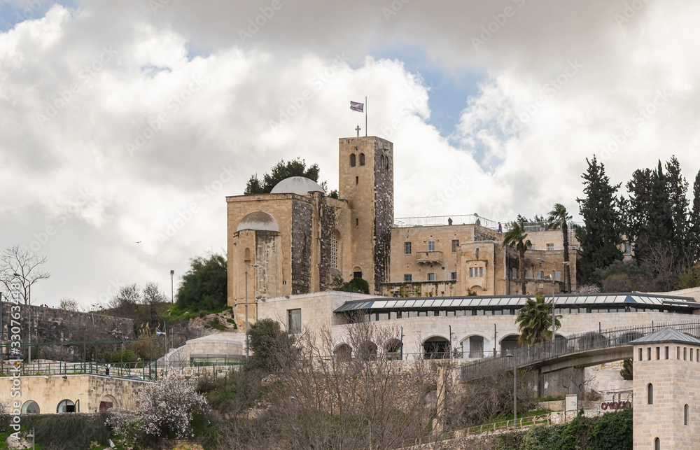 The St Andrew Scots Memorial Church building in Jerusalem city in Israel