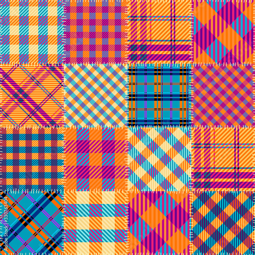 Patchwork textile pattern. Seamless quilting design background.