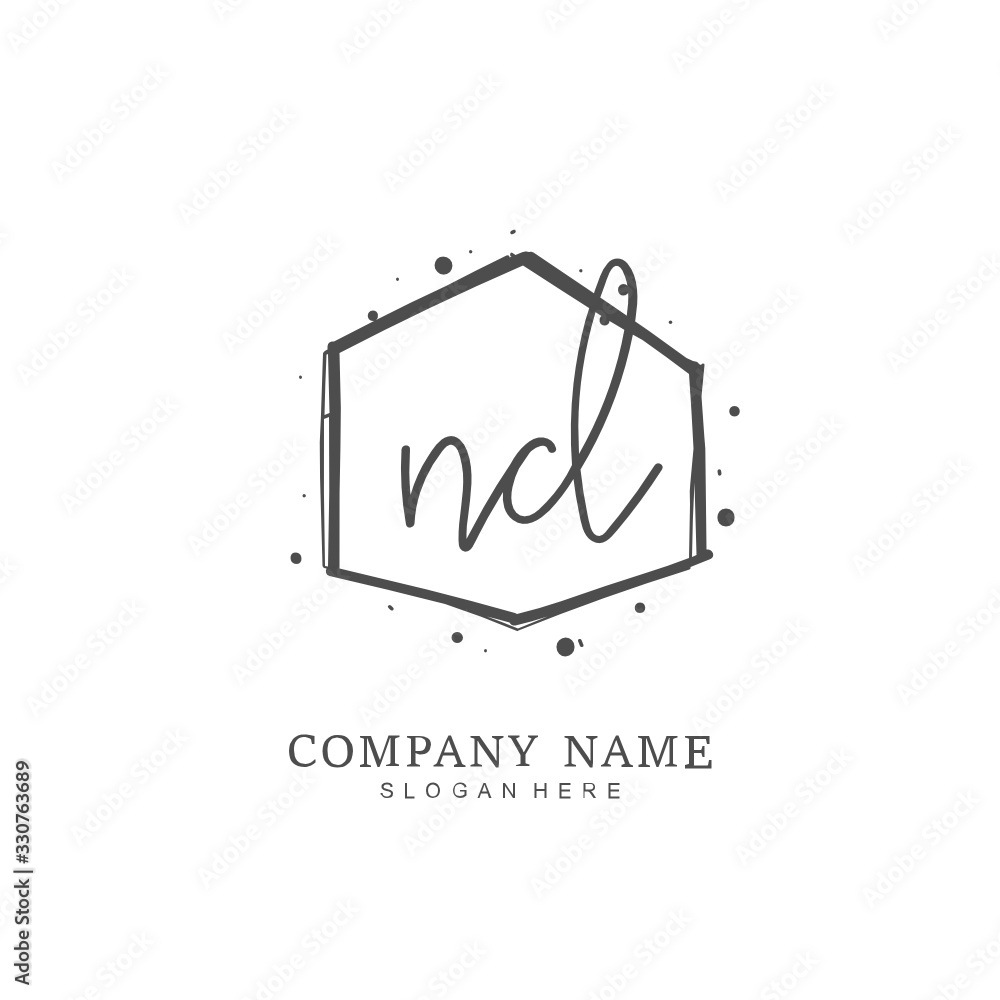 Handwritten initial letter N D ND for identity and logo. Vector logo template with handwriting and signature style.