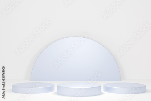 Minimal 3d rendering scene with composition empty cylinder pastel podium for product and abstract background. mock up geometric shape in pastel colors. platforms for cosmetic 3d illustration © Kakabe