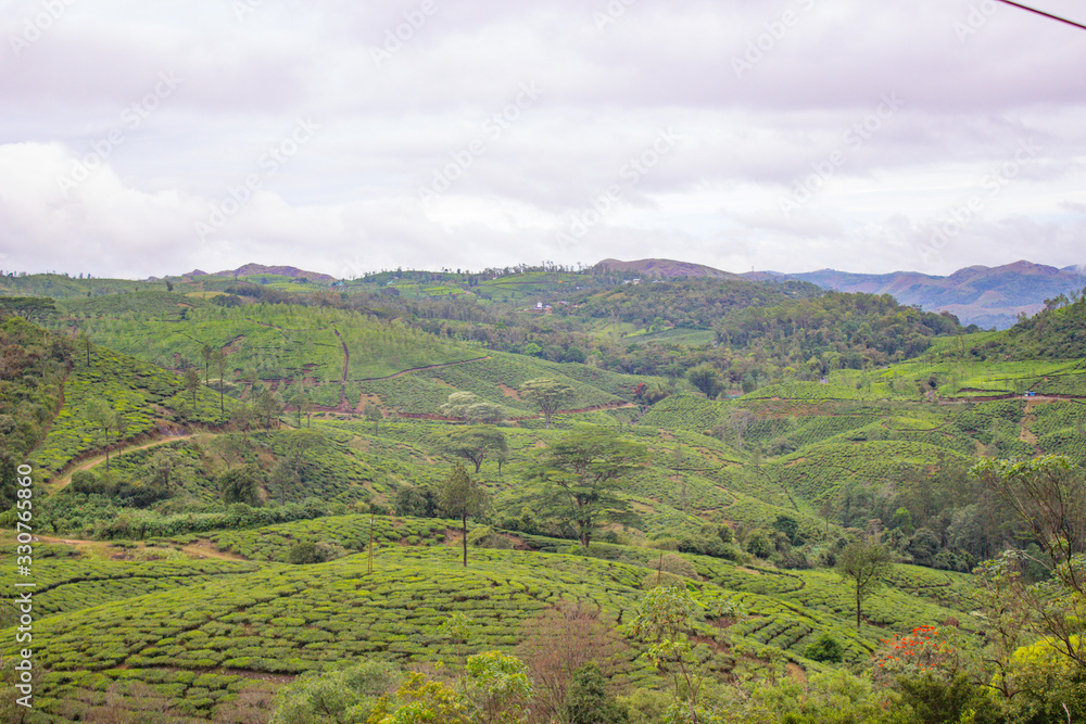 A beautiful landscape view of a hilly region with lush green plains