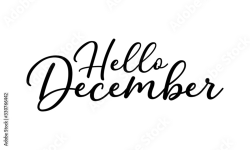 Hello December Hand drawn typography lettering phrase Welcome Suturday on the white background. Modern motivational calligraphy Text.