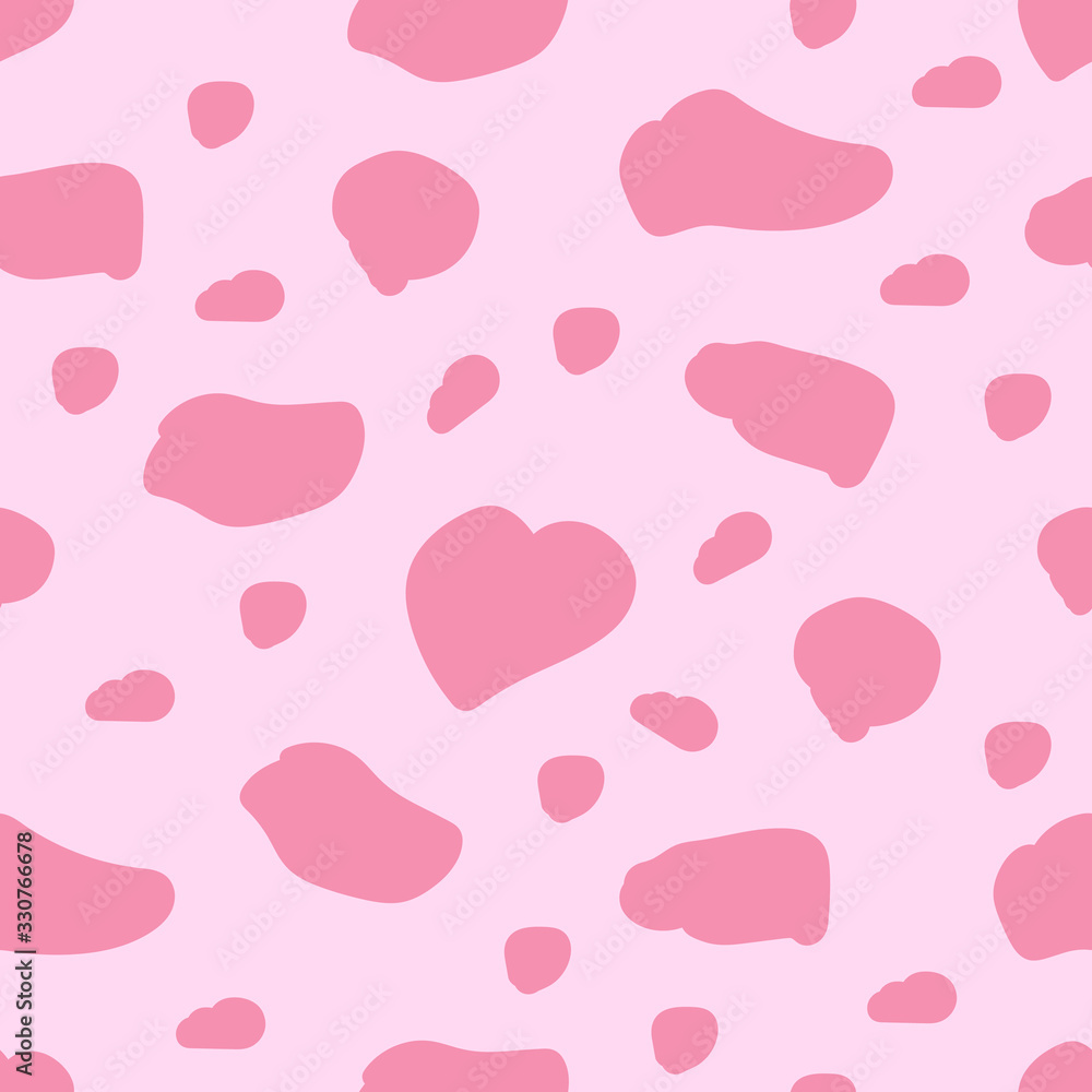 Cow skin texture, spot repeated seamless pattern Vector. Animal print dalmatian dog stains.