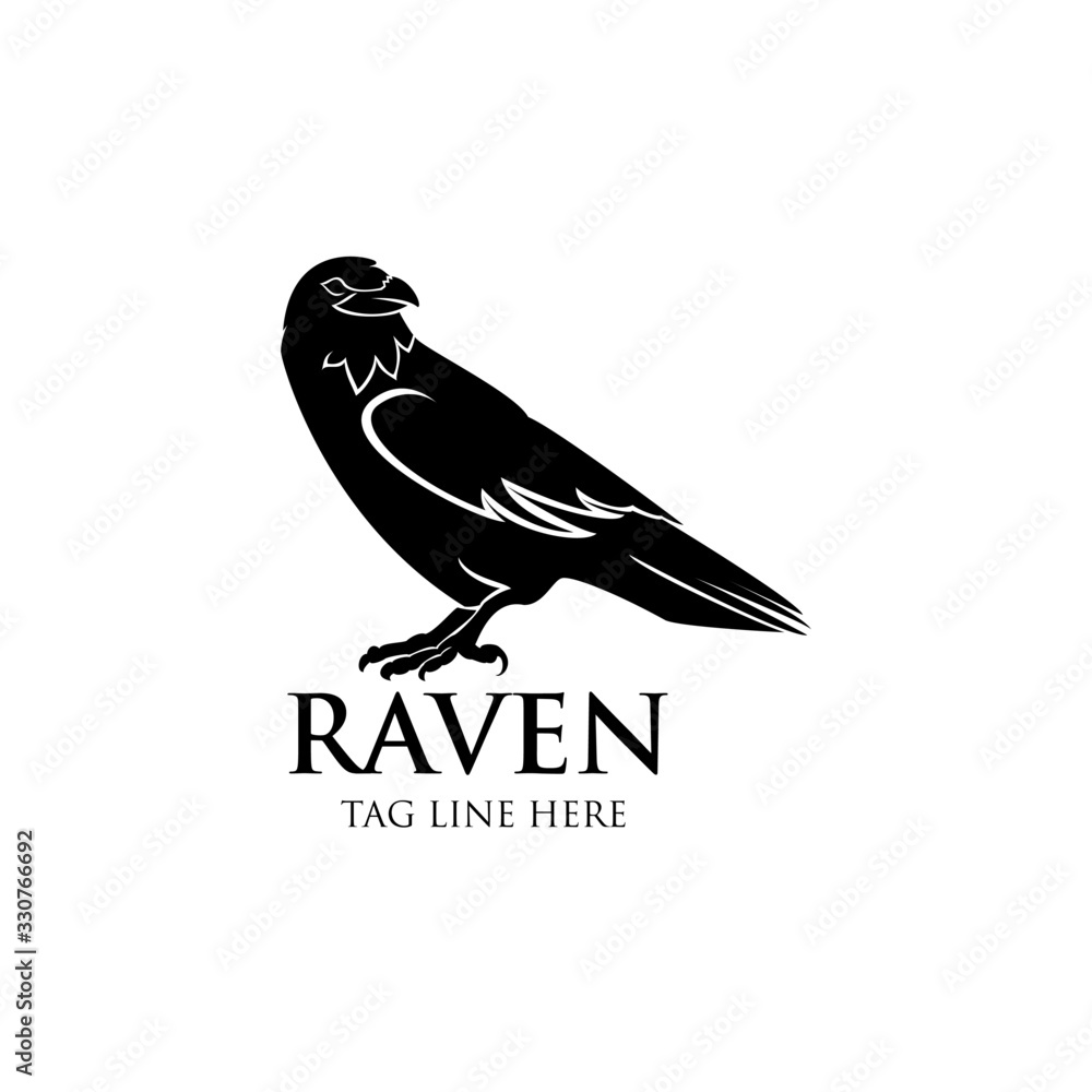 Fototapeta premium raven logo icon vector design template