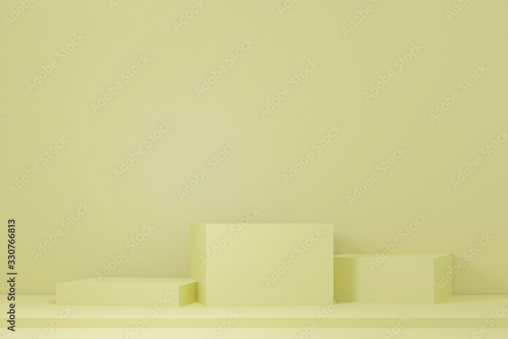 Minimal 3d rendering scene with composition empty step cube shades of yellow pastel podium for cosmetic product and abstract background. mock up geometric shape in pastel colors. 3d illustration Minimal 3d rendering scene with composition empty step cube shades of yellow pastel podium for cosmetic product and abstract background. mock up geometric shape in pastel colors. 3d illustration