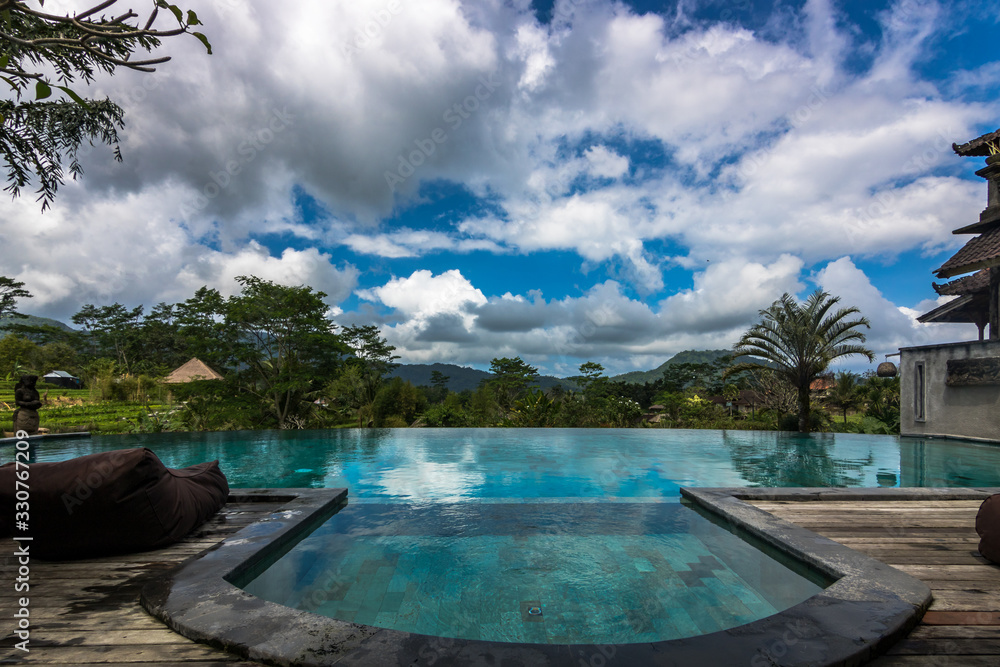 swimming pool in tropical resort, bali infinity pool