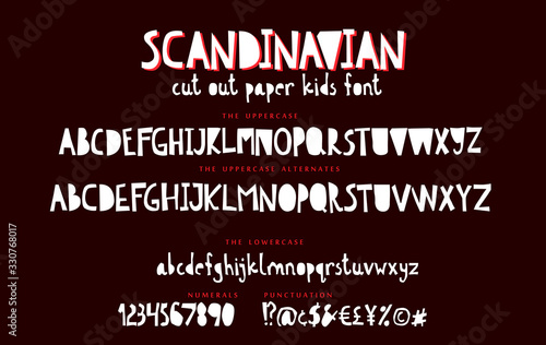 Kids hand drawn display font vector alphabet set photo