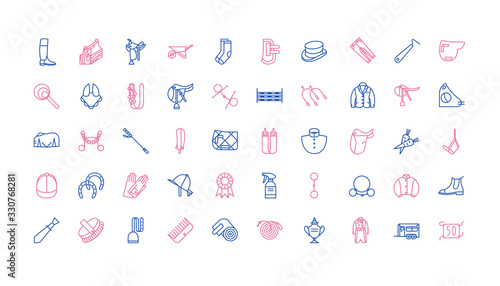 Big set of equestrian icons  horse riding collection for web design