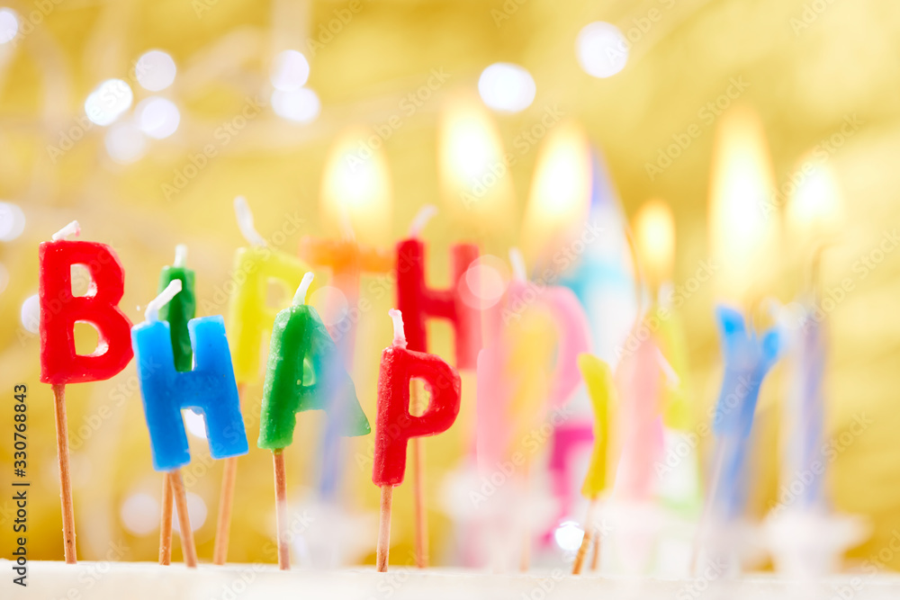 birthday candles on the yellow background birthday candles on the yellow background
