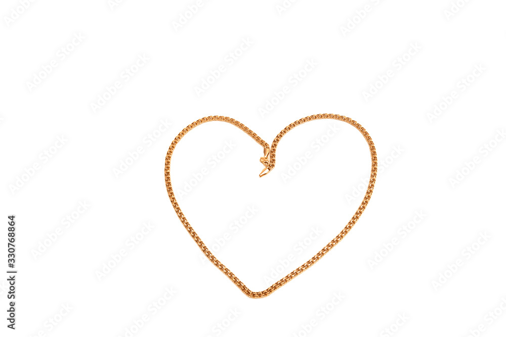 Isolated heart shaped gold chain Isolated heart shaped gold chain