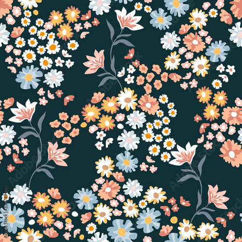Trendy fabric pattern with miniature flowers. 