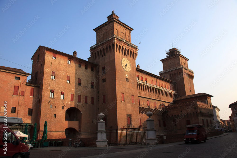 Ferrara (FE), Italy - June 10, 2017: The Estense castle in Ferrara, Emilia Romagna, Italy.
