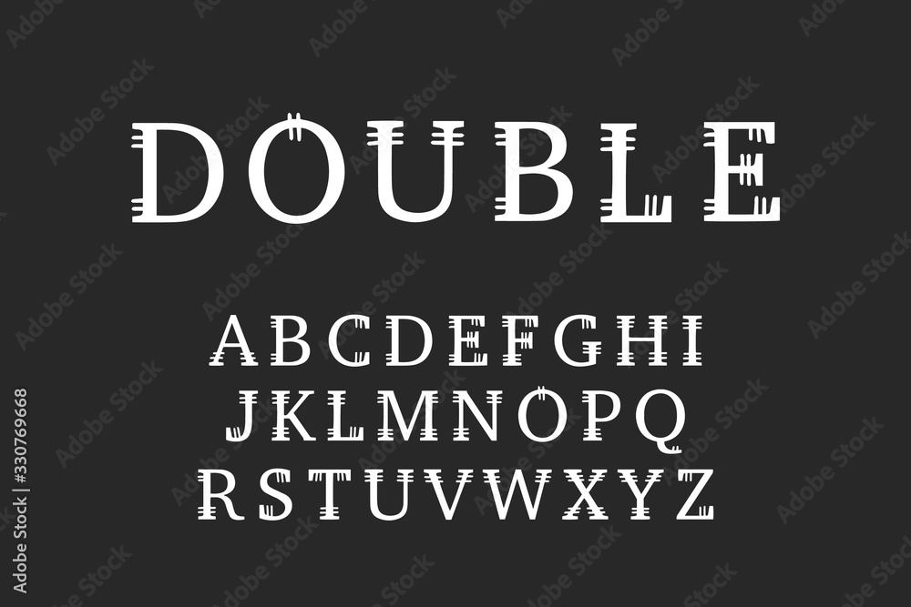 Double hand drawn vector type font in decorative style