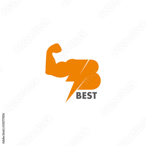 letter b strong arm best powerful decoration symbol vector