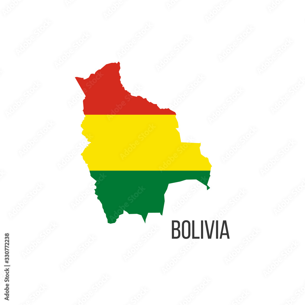 Bolivia flag map. The flag of the country in the form of borders. Stock vector illustration isolated on white background. Bolivia flag map. The flag of the country in the form of borders. Stock vector illustration isolated on white background.
