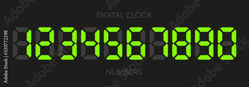 Digital clock numbers on white background. Set numbers. Vector