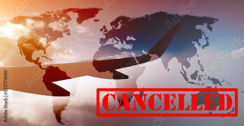 Obraz na plátně Cancelled flights due to coronavirus outbreak