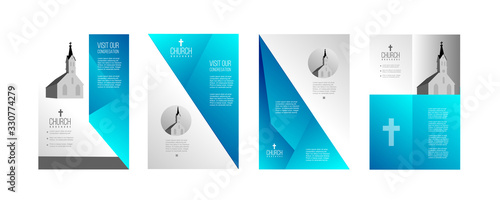 religious church brochure design in blue and grey. Suitable as poster layout