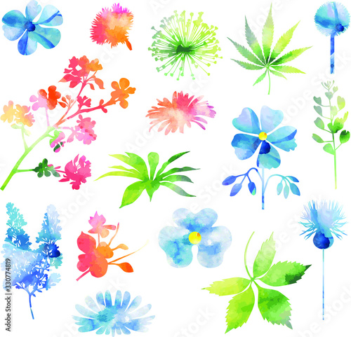  Spring watercolor flowers