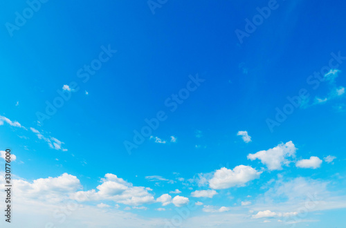 blue sky and cirrus clouds in spring